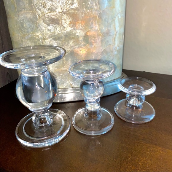 Hobby Lobby Accents Set Of 3 Glass Pedestal Candle Holder Tealight